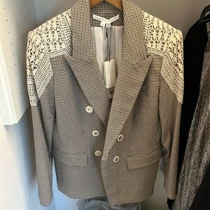 Veronica Beard Black and White Blazer with Lace Detail